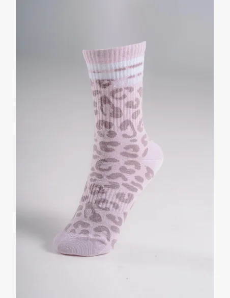 NEBBIA Crew calzini con motivo leopardato PRIMAL rosa