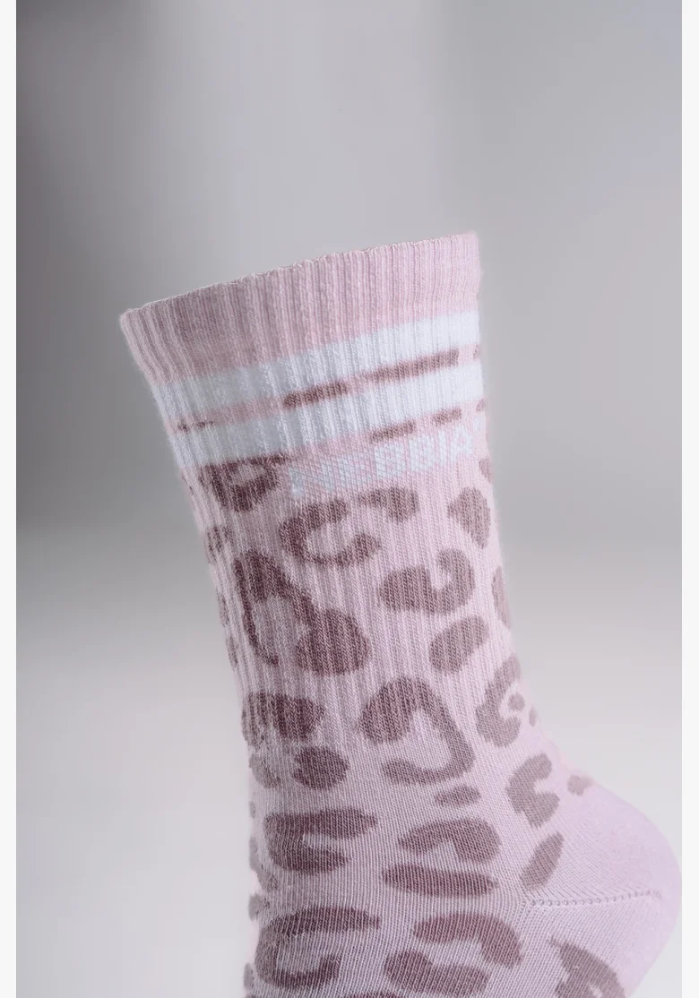 NEBBIA Crew calzini con motivo leopardato PRIMAL rosa
