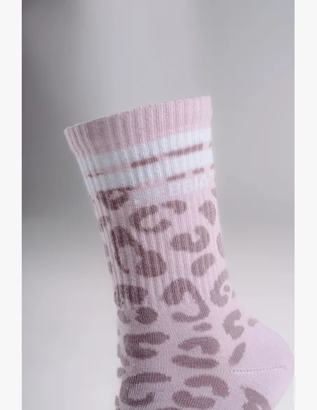NEBBIA Crew calzini con motivo leopardato PRIMAL rosa