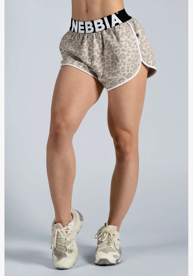 NEBBIA pantaloncini da allenamento con motivo leopardato PRIMAL crema
