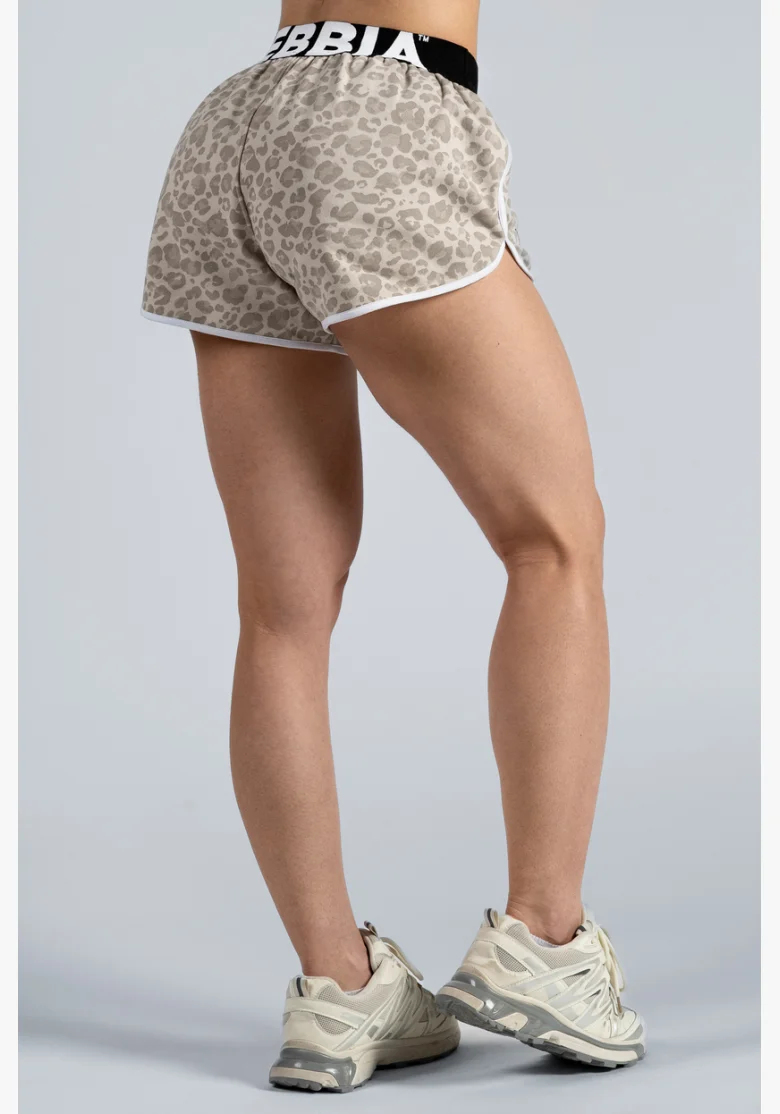 NEBBIA pantaloncini da allenamento con motivo leopardato PRIMAL crema