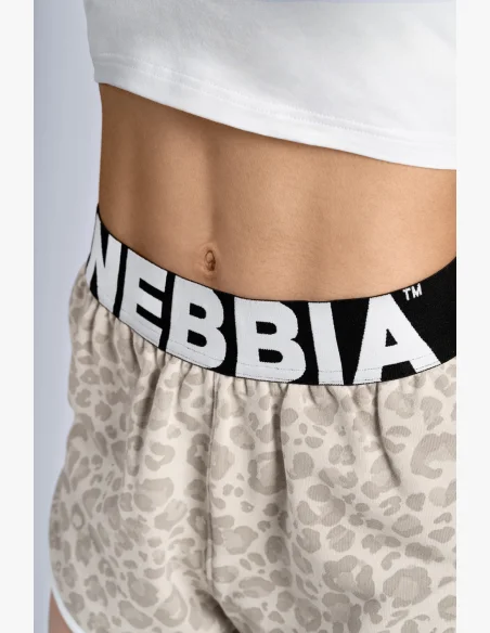 NEBBIA pantaloncini da allenamento con motivo leopardato PRIMAL crema