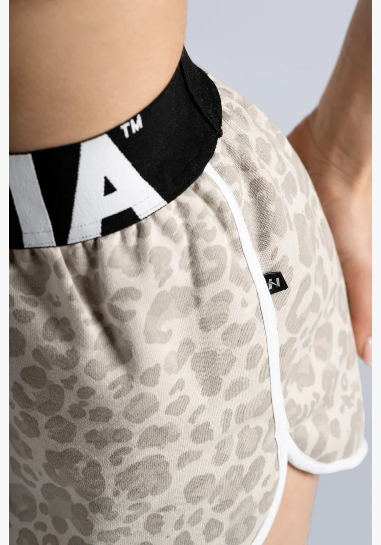 NEBBIA pantaloncini da allenamento con motivo leopardato PRIMAL crema