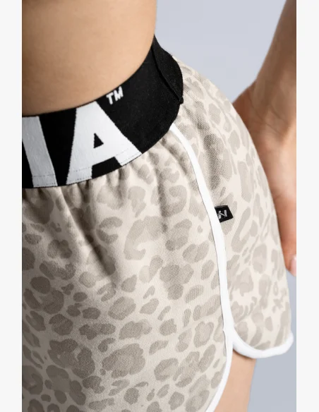 NEBBIA pantaloncini da allenamento con motivo leopardato PRIMAL crema