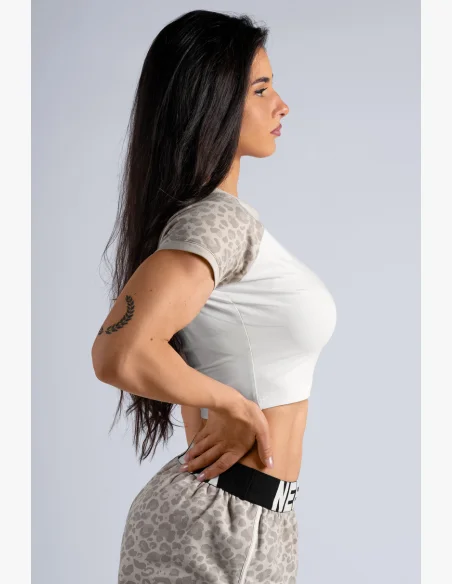NEBBIA Crop top con motivo leopardato '97 PRIMAL crema