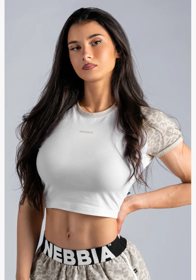 NEBBIA Crop top con motivo leopardato '97 PRIMAL crema
