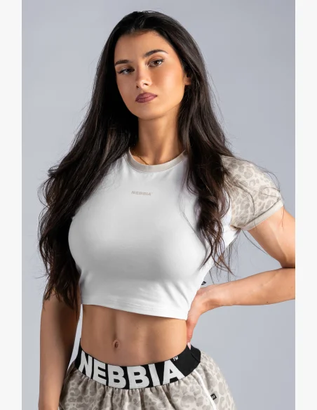 NEBBIA Crop top con motivo leopardato '97 PRIMAL crema