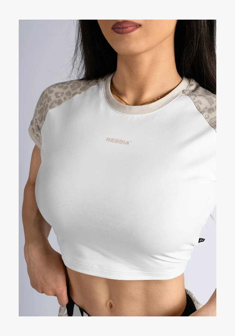 NEBBIA Crop top con motivo leopardato '97 PRIMAL crema
