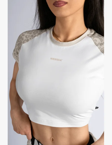 NEBBIA Crop top con motivo leopardato '97 PRIMAL crema