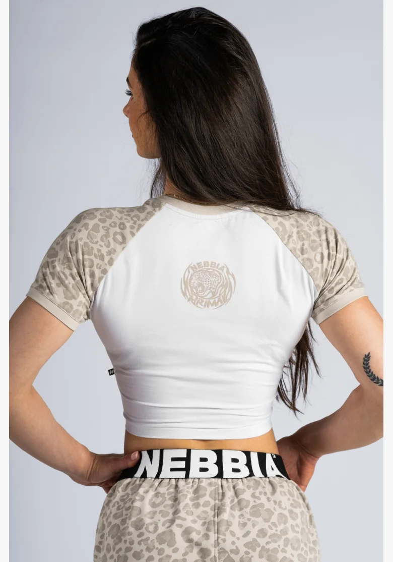 NEBBIA Crop top con motivo leopardato '97 PRIMAL crema