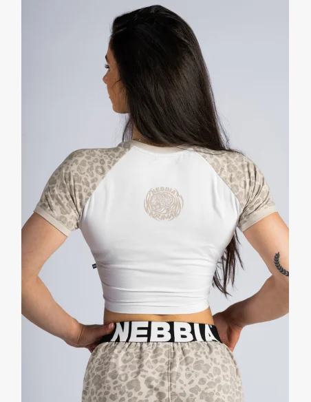 NEBBIA Crop top con motivo leopardato '97 PRIMAL crema
