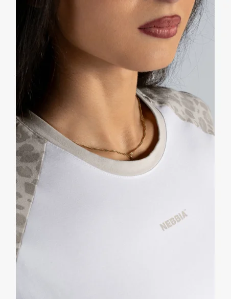 NEBBIA Crop top con motivo leopardato '97 PRIMAL crema