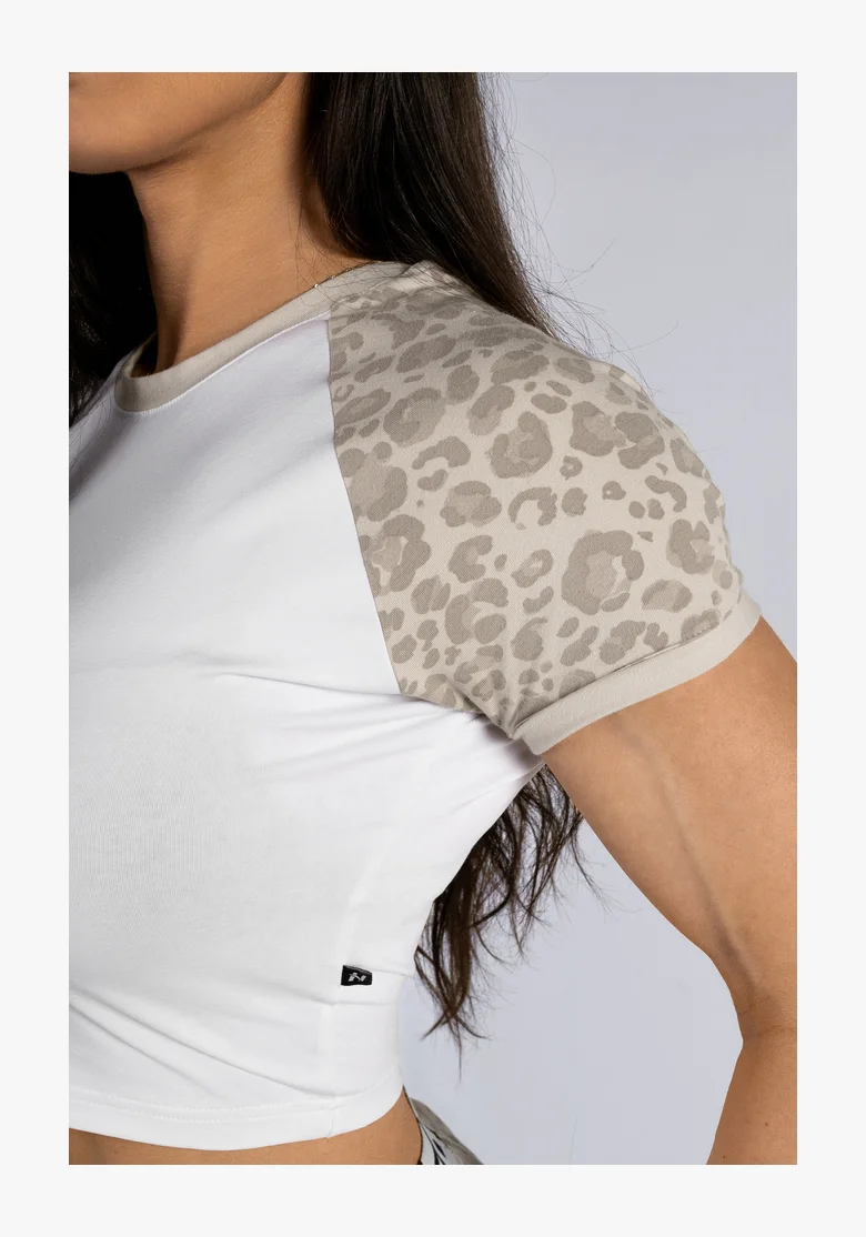 NEBBIA Crop top con motivo leopardato '97 PRIMAL crema