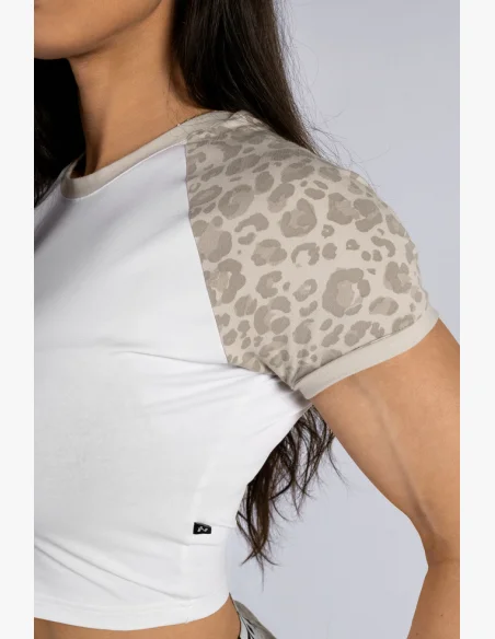 NEBBIA Crop top con motivo leopardato '97 PRIMAL crema
