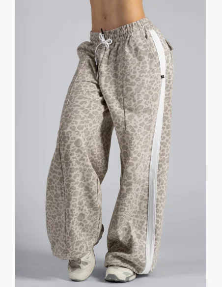 NEBBIA pantaloni larghi con motivo leopardato PRIMAL color crema