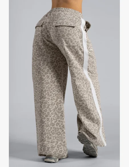 NEBBIA pantaloni larghi con motivo leopardato PRIMAL color crema