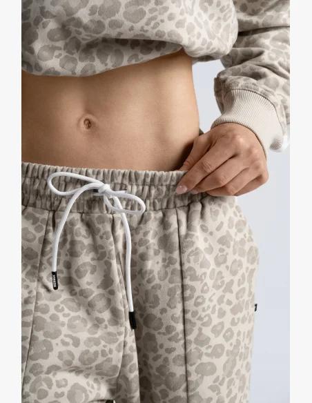 NEBBIA pantaloni larghi con motivo leopardato PRIMAL color crema