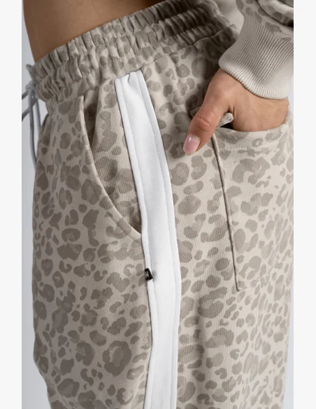 NEBBIA pantaloni larghi con motivo leopardato PRIMAL color crema