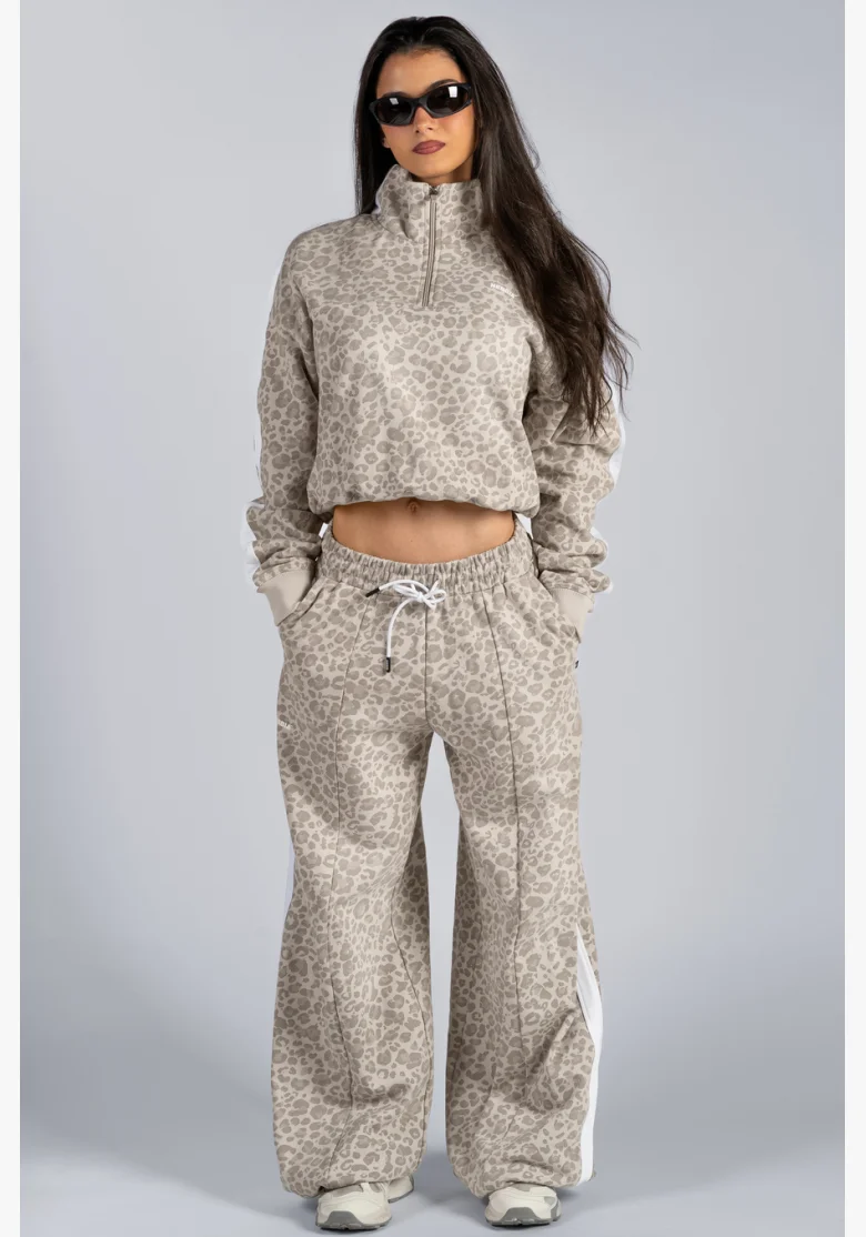 NEBBIA pantaloni larghi con motivo leopardato PRIMAL color crema
