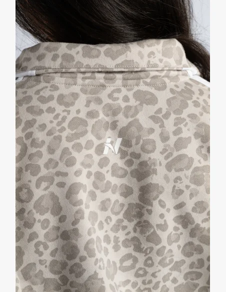 NEBBIA Felpa half-zip con motivo leopardato PRIMAL crema