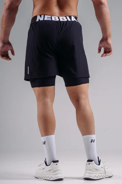 NEBBIA pantaloncini da allenamento a doppio strato PRIMAL neri 2