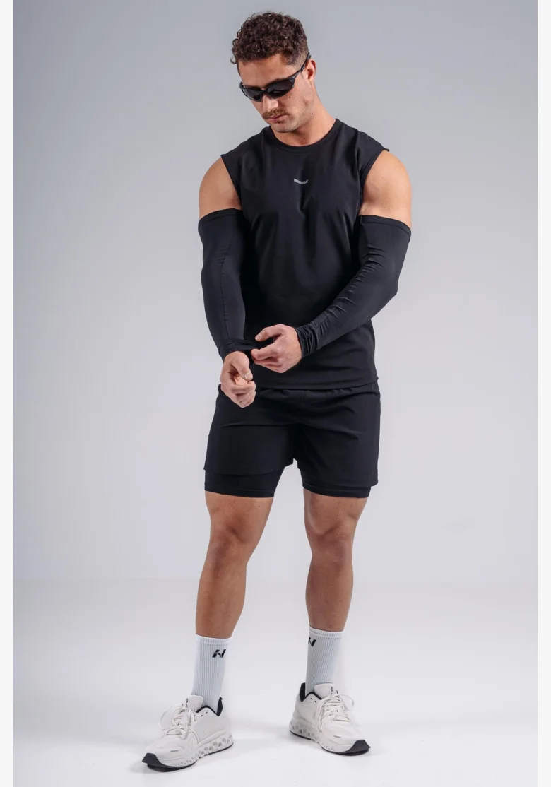NEBBIA pantaloncini da allenamento a doppio strato PRIMAL neri