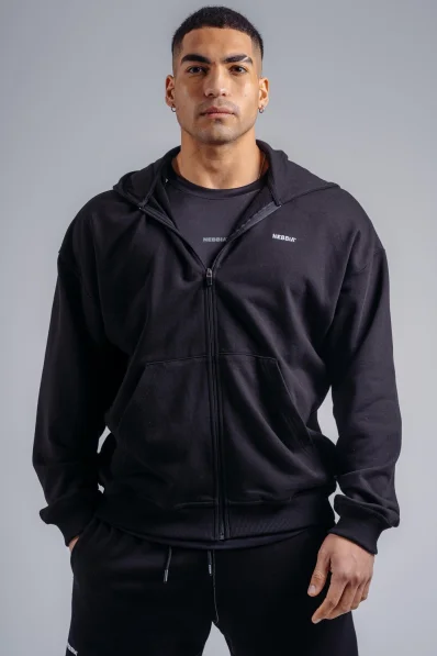 NEBBIA Felpa con zip con logo ricamato PRIMAL nera