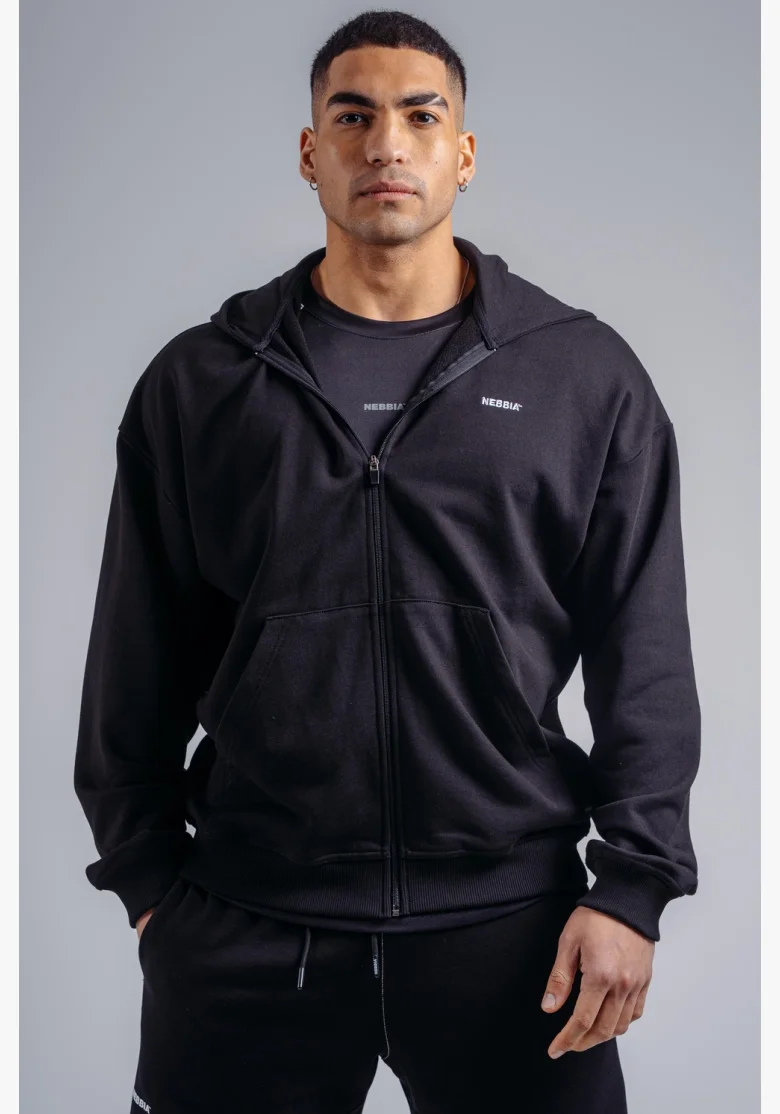 NEBBIA Felpa con zip con logo ricamato PRIMAL nera