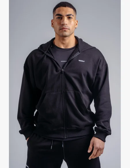 NEBBIA Felpa con zip con logo ricamato PRIMAL nera