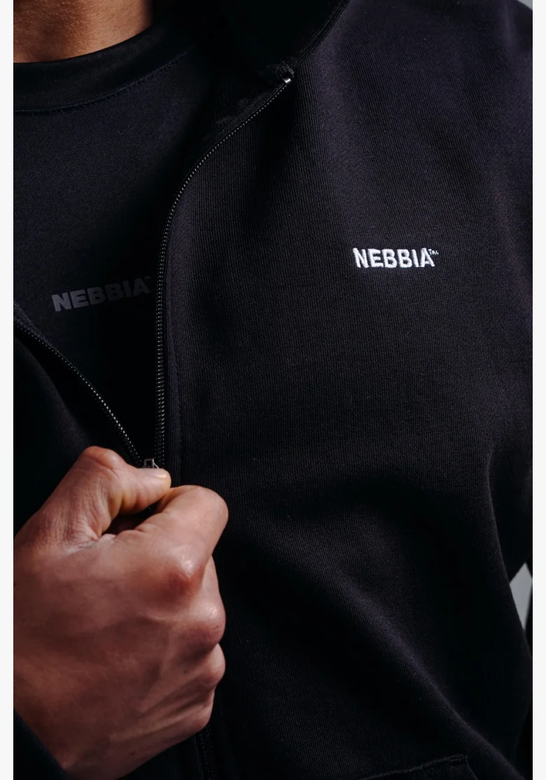 NEBBIA Felpa con zip con logo ricamato PRIMAL nera