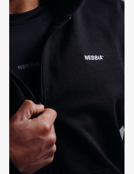 NEBBIA Felpa con zip con logo ricamato PRIMAL nera