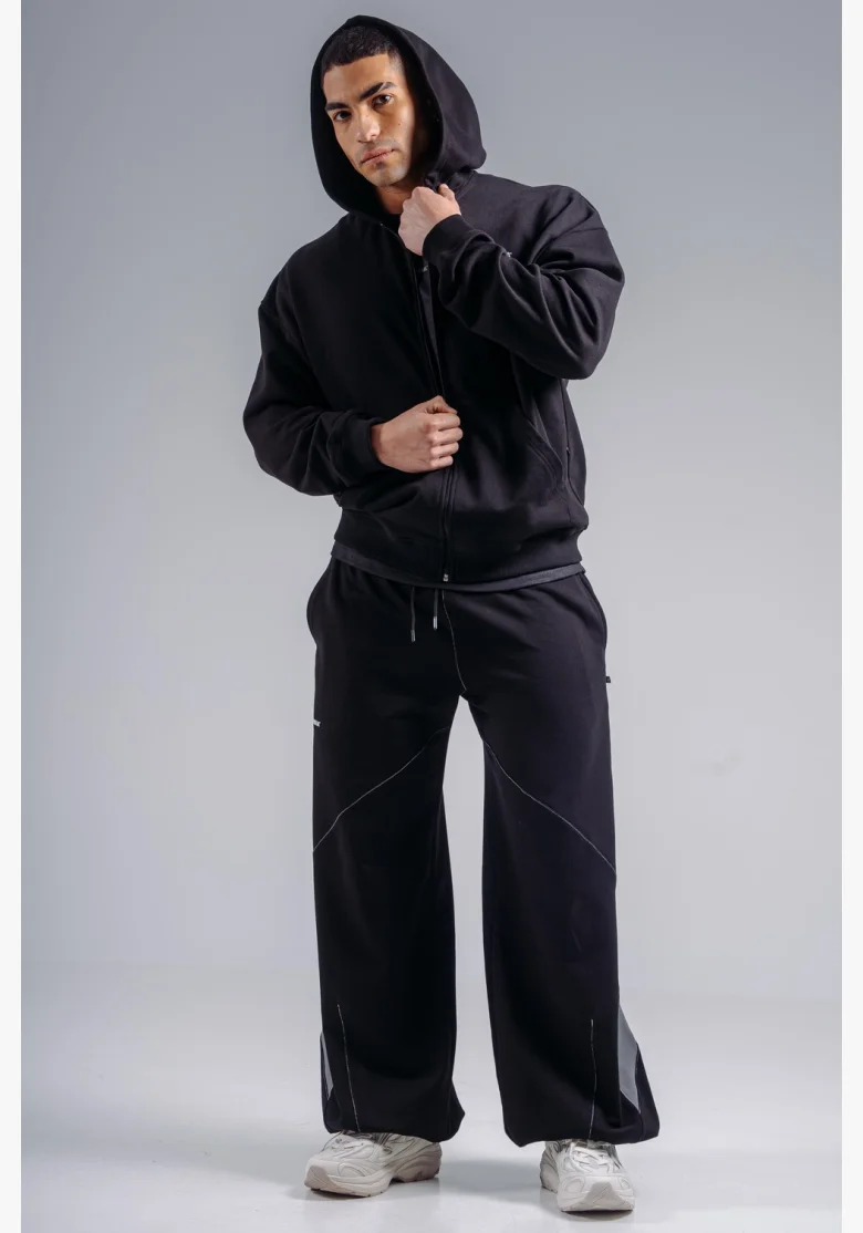 NEBBIA Felpa con zip con logo ricamato PRIMAL nera