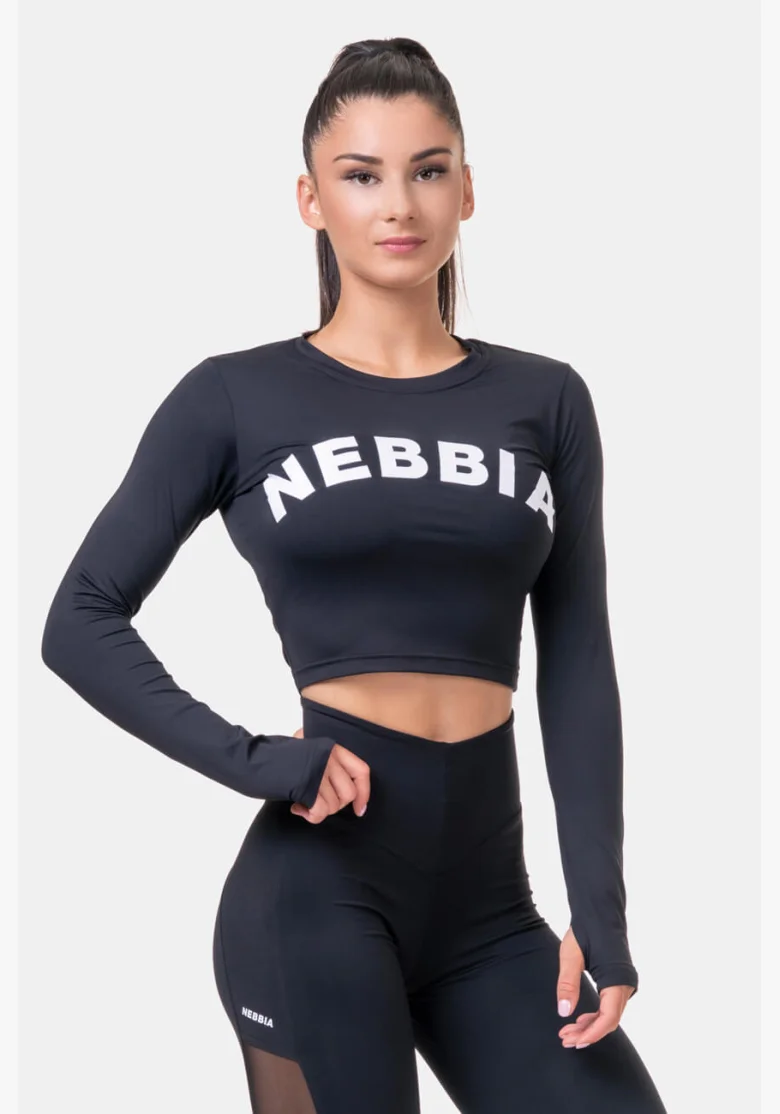 NEBBIA • Sporty HERO crop top a maniche lunghe • NEBBIAshop.cz