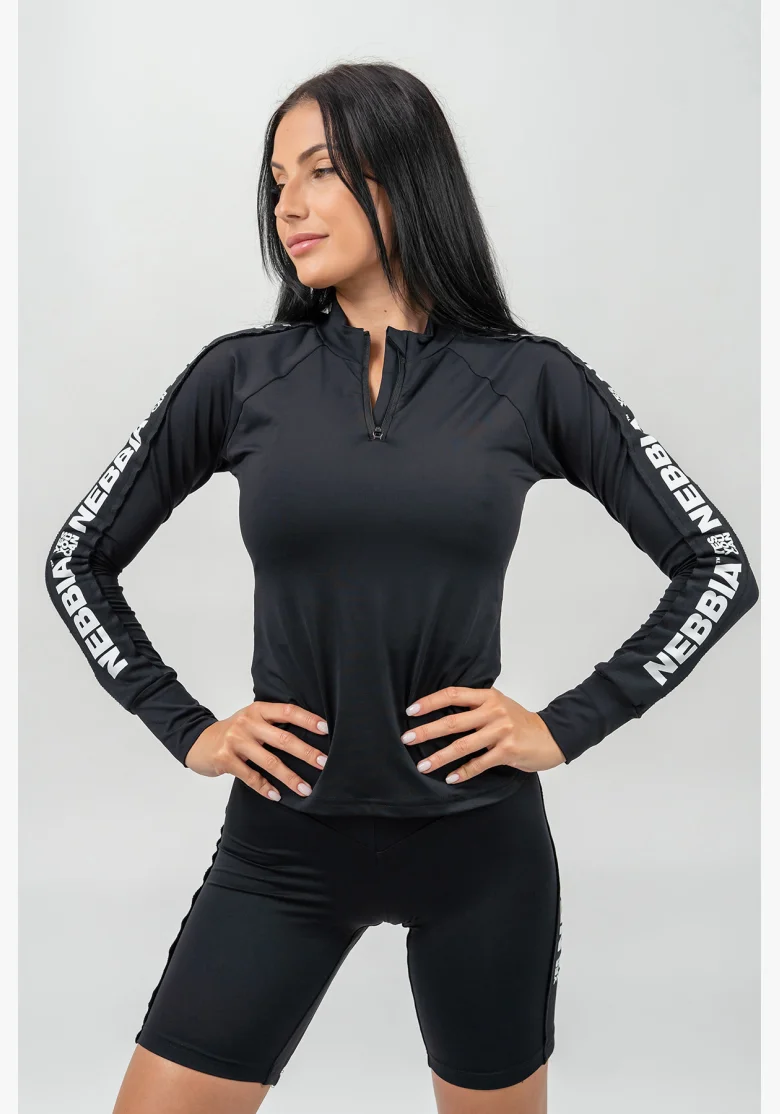 NEBBIA • Canotta sportiva a maniche lunghe WINNER nera • Nebshop.it