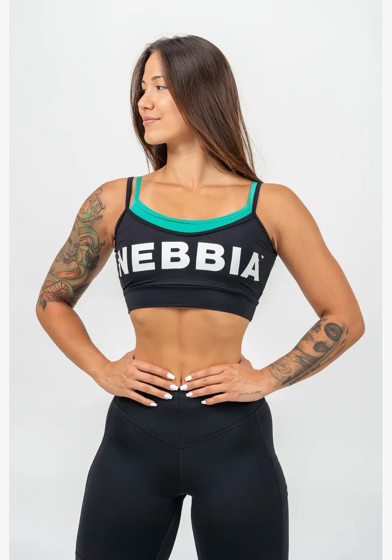 NEBBIA • Reggiseno sportivo a doppio strato FLEX nero • Nebshop.it