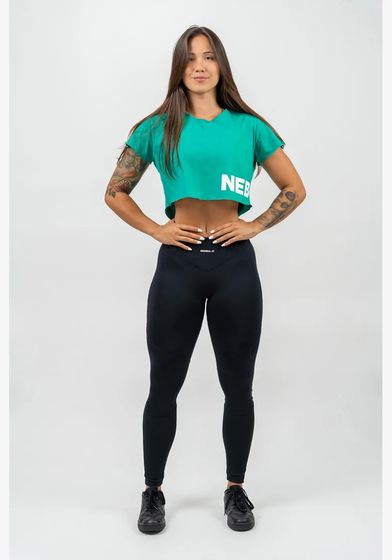 NEBBIA • Crop top T-shirt POWERHOUSE verde • Nebshop.cz