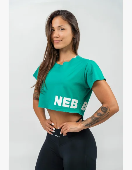 NEBBIA • Crop top T-shirt POWERHOUSE verde • Nebshop.cz