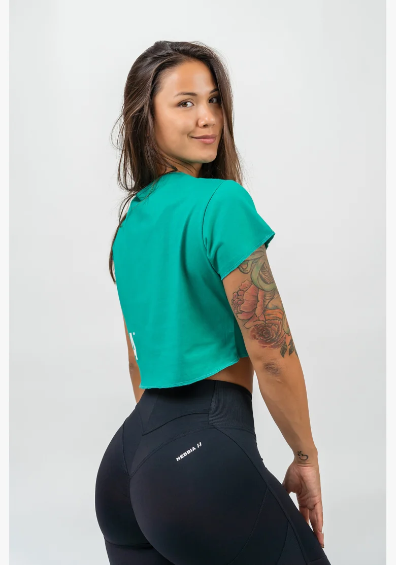 NEBBIA • Crop top T-shirt POWERHOUSE verde • Nebshop.cz