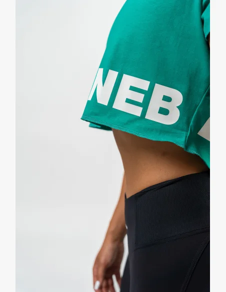 NEBBIA • Crop top T-shirt POWERHOUSE verde • Nebshop.cz