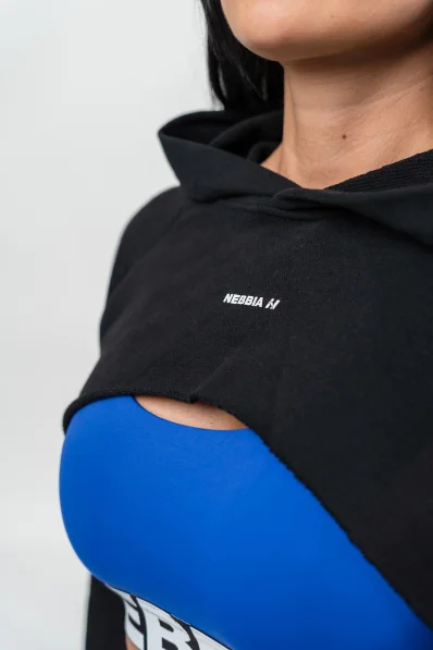 NEBBIA • Felpa corta con maniche lunghe e cappuccio GYM TIME nera • Nebshop.cz 2