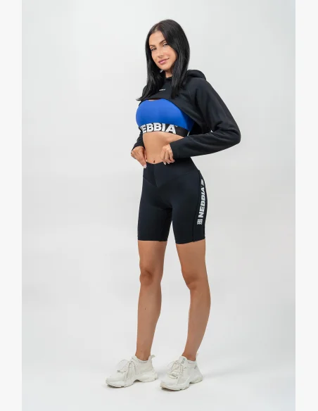 NEBBIA • Felpa corta con maniche lunghe e cappuccio GYM TIME nera • Nebshop.cz