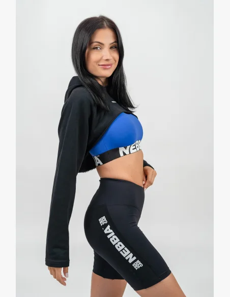 NEBBIA • Felpa corta con maniche lunghe e cappuccio GYM TIME nera • Nebshop.cz