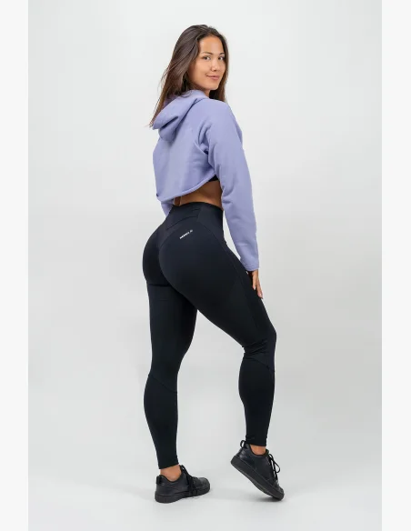 NEBBIA • Felpa cropped con maniche lunghe e cappuccio GYM TIME viola • Nebshop.it