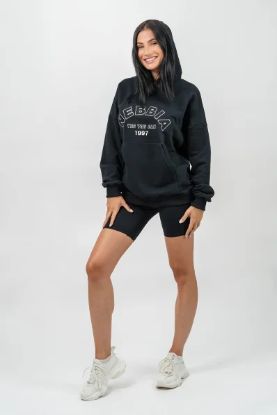 NEBBIA • Felpa oversize con cappuccio GYM RAT nera • Nebshop.it