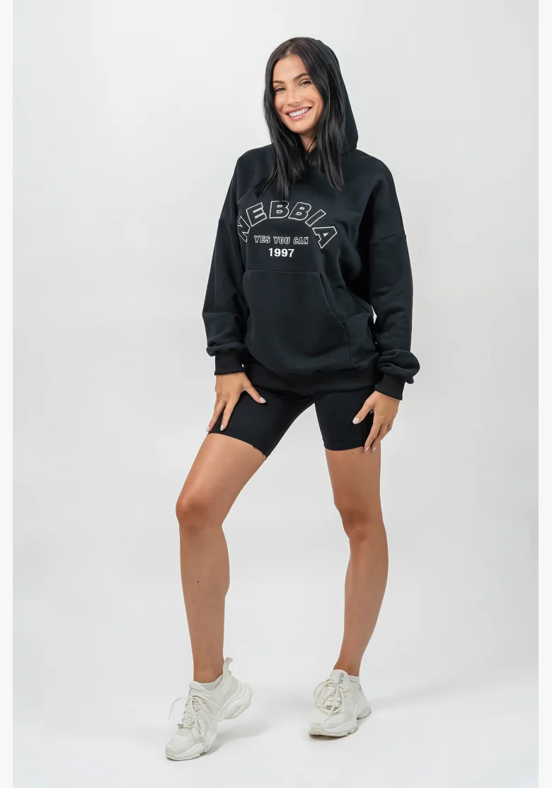 NEBBIA • Felpa oversize con cappuccio GYM RAT nera • Nebshop.it