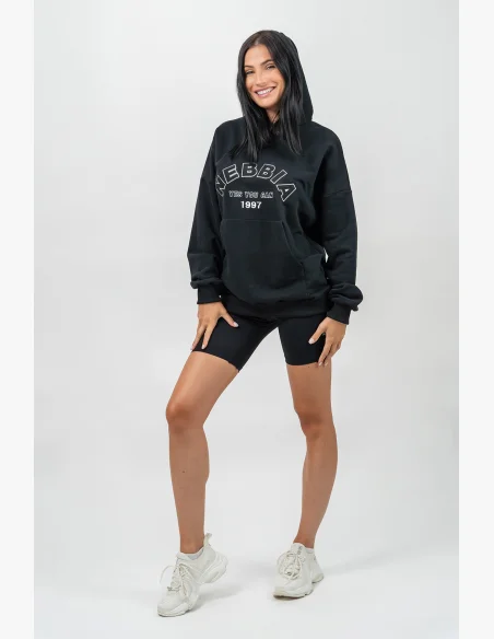 NEBBIA • Felpa oversize con cappuccio GYM RAT nera • Nebshop.it