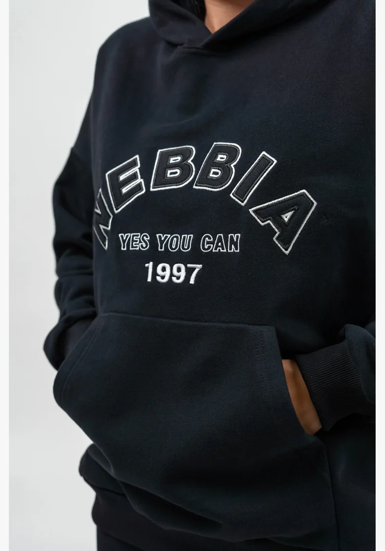 NEBBIA • Felpa oversize con cappuccio GYM RAT nera • Nebshop.it