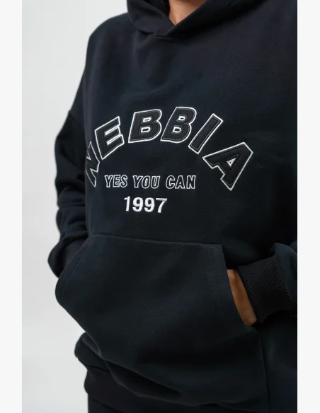 NEBBIA • Felpa oversize con cappuccio GYM RAT nera • Nebshop.it