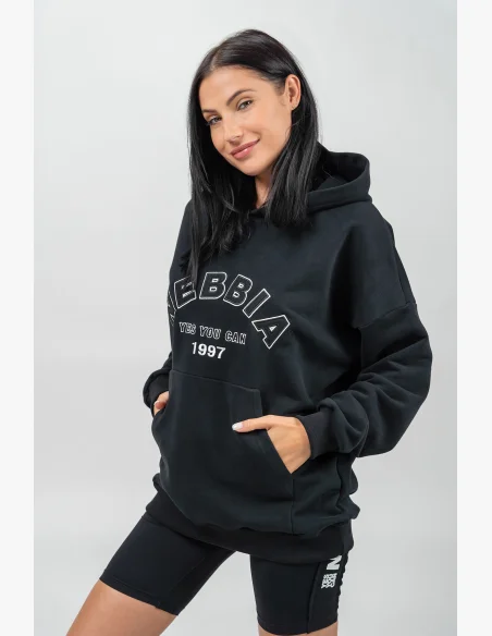 NEBBIA • Felpa oversize con cappuccio GYM RAT nera • Nebshop.it