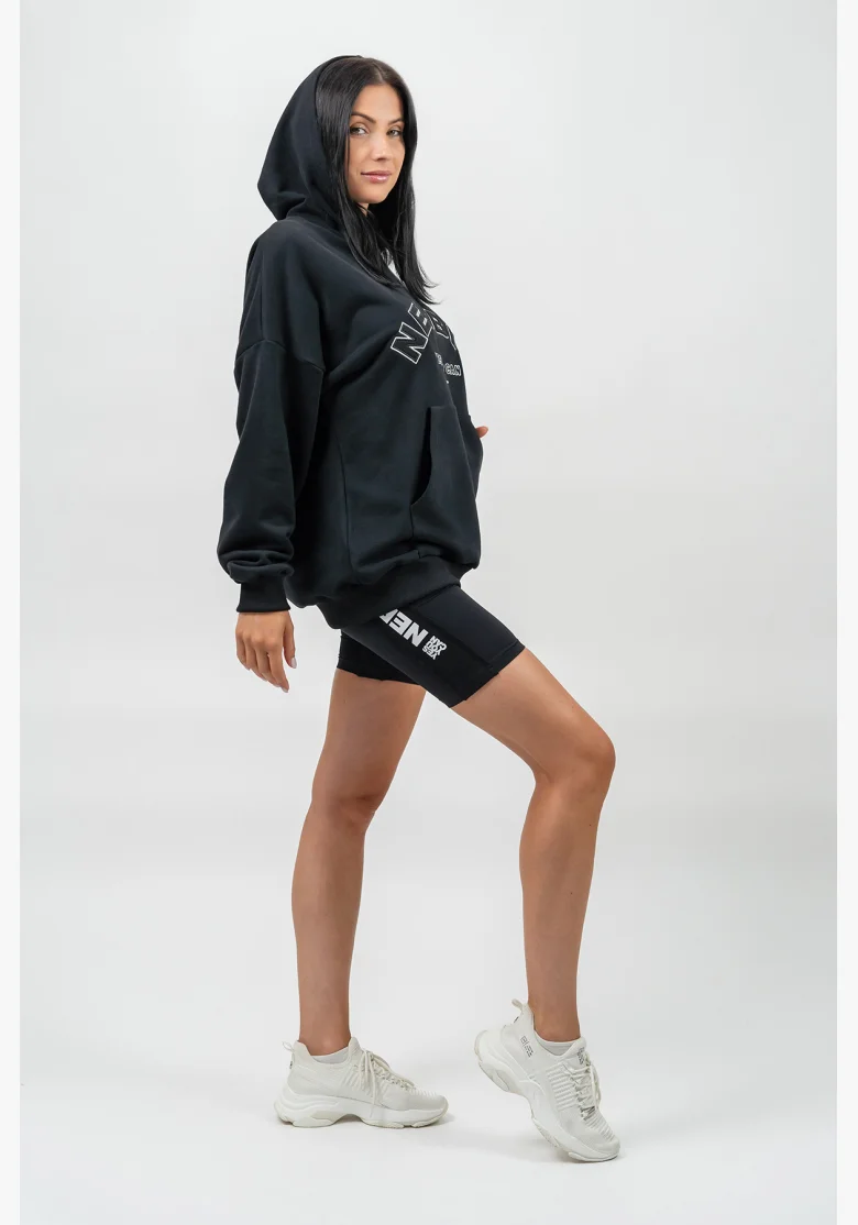 NEBBIA • Felpa oversize con cappuccio GYM RAT nera • Nebshop.it